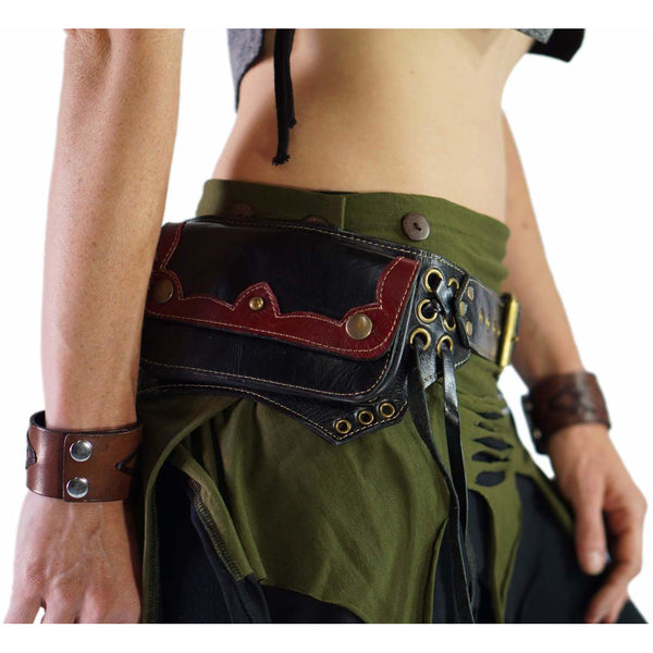 Lill Boho Leather Utility Belt Black Red Zootzu Garb