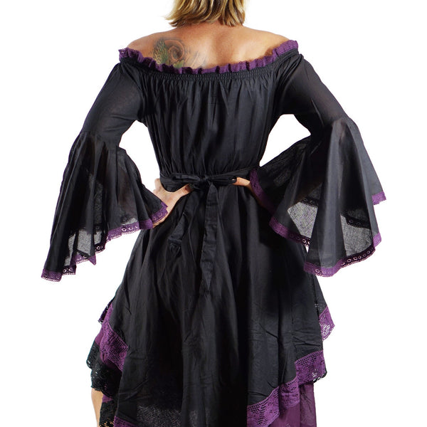 'Lace Dress' Long Sleeve - Black/Purple – Zootzu Garb