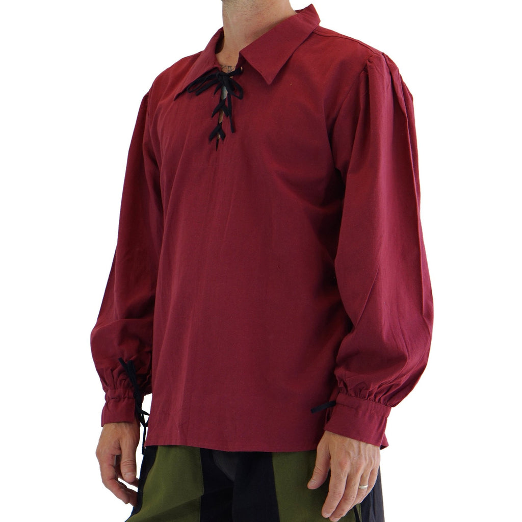 'Merchant' Renaissance Shirt - Burgundy Red – Zootzu Garb