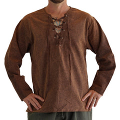 Viking Shirt Short Sleeves' Tunic - Brown/Green Trim – Zootzu Garb