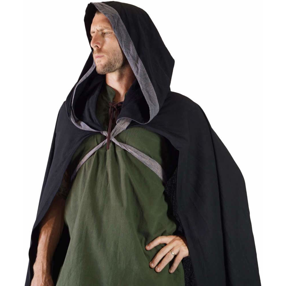 'Hooded Cloak' - Black/Stone Gray – Zootzu Garb